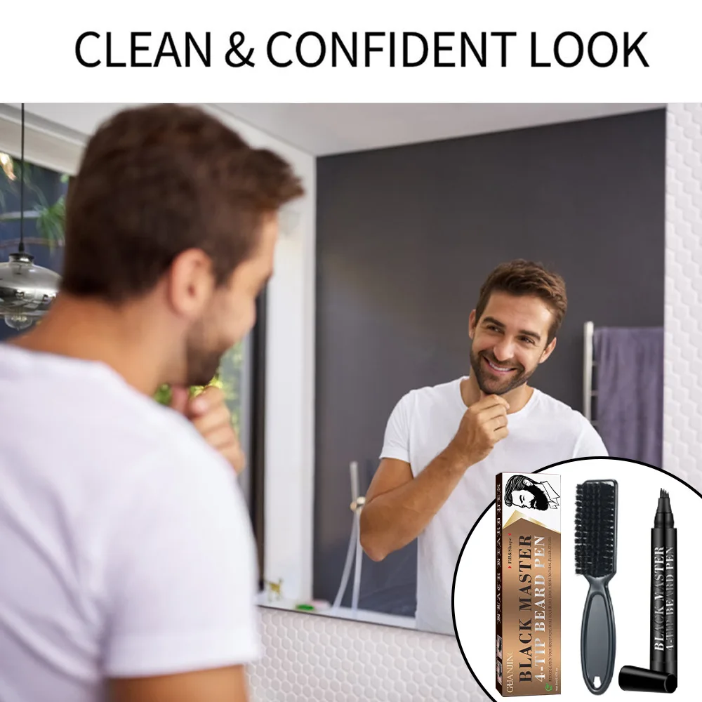 Wholesale Professional Men Hair Styling Waterproof Beard Brush Beard Natural Filling Pen Set