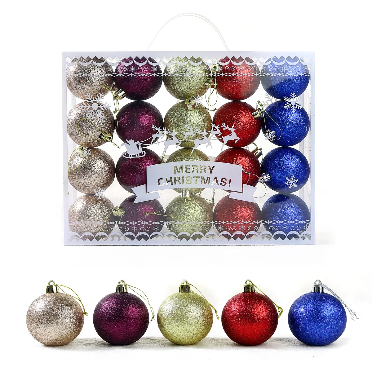 6 см 20 штук блестящих матовых смешанных окрашенных пластиковых рождественских шаров, набор украшений для рождественского, Рождественского украшения дома