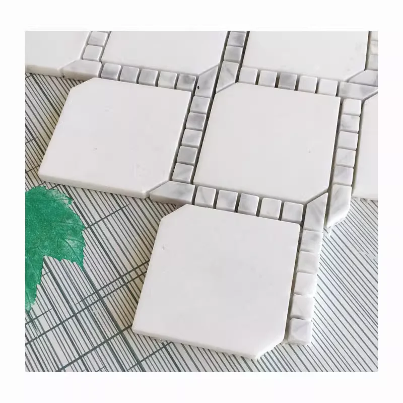 Solid white marble mosaic tile art design classic wall tile decor kitchen backsplash interior wall cladding  square parquet