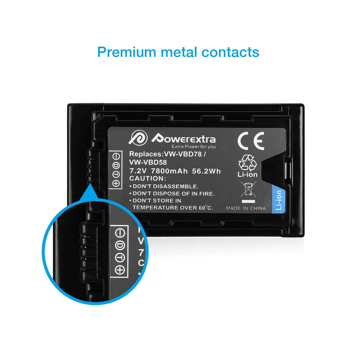 Powerextra литий-ионный 7 2 V 7800mAh перезаряжаемые Аккумуляторы для цифровой техники цифрового фотоаппарата Panasonic VW-VBD58 VW-VBD78