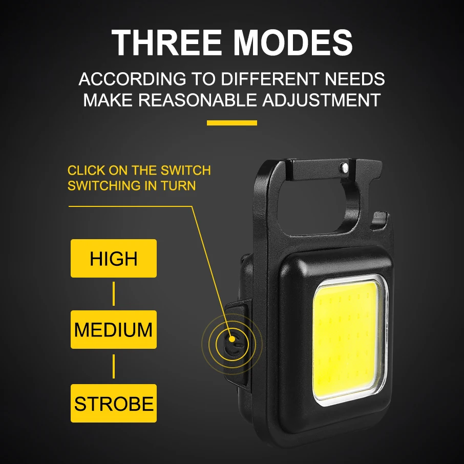 2024 Hot Sale Wholesale Portable Folding Bracket Bottle Opener COB Rechargeable Keychain Light