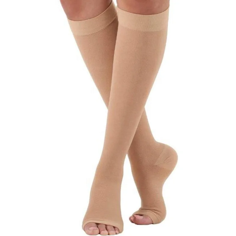 Open Toe Knee High Stockings Calf Compression Treat Shaping Graduated Stockings Knee High 20-30 mmHg  Men Women Dress Socks Supp