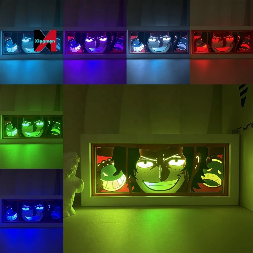 one pieceddd Animation Series Atmosphere Night Carving Remote Control Shadow Neon Paper Cut LED Art 3D Painting Anime Light Box