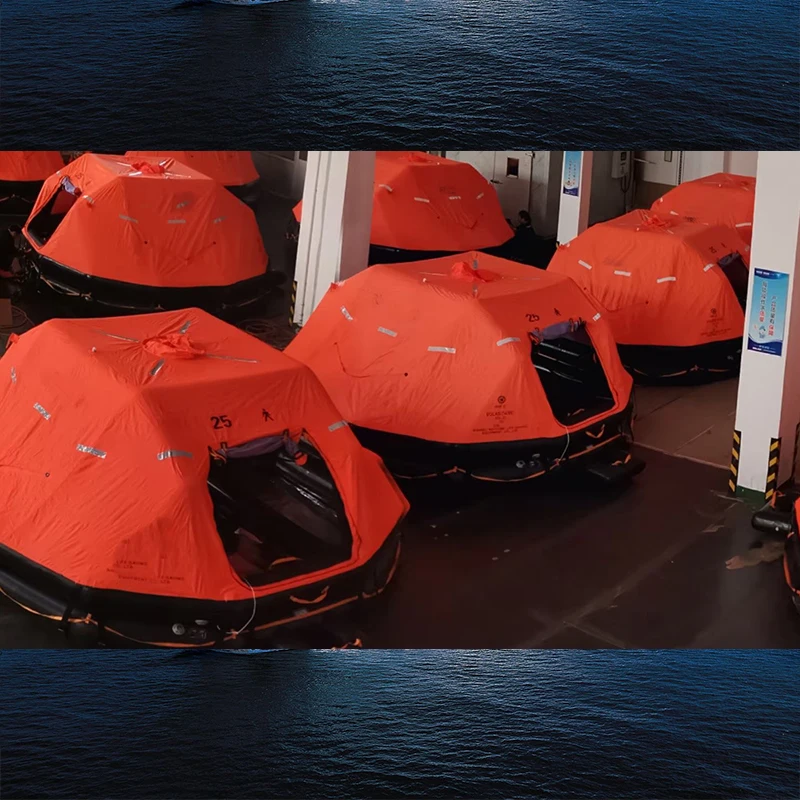 Marine Safety And Life-saving Equipment Inflatable Self-righting Life Raft On Board