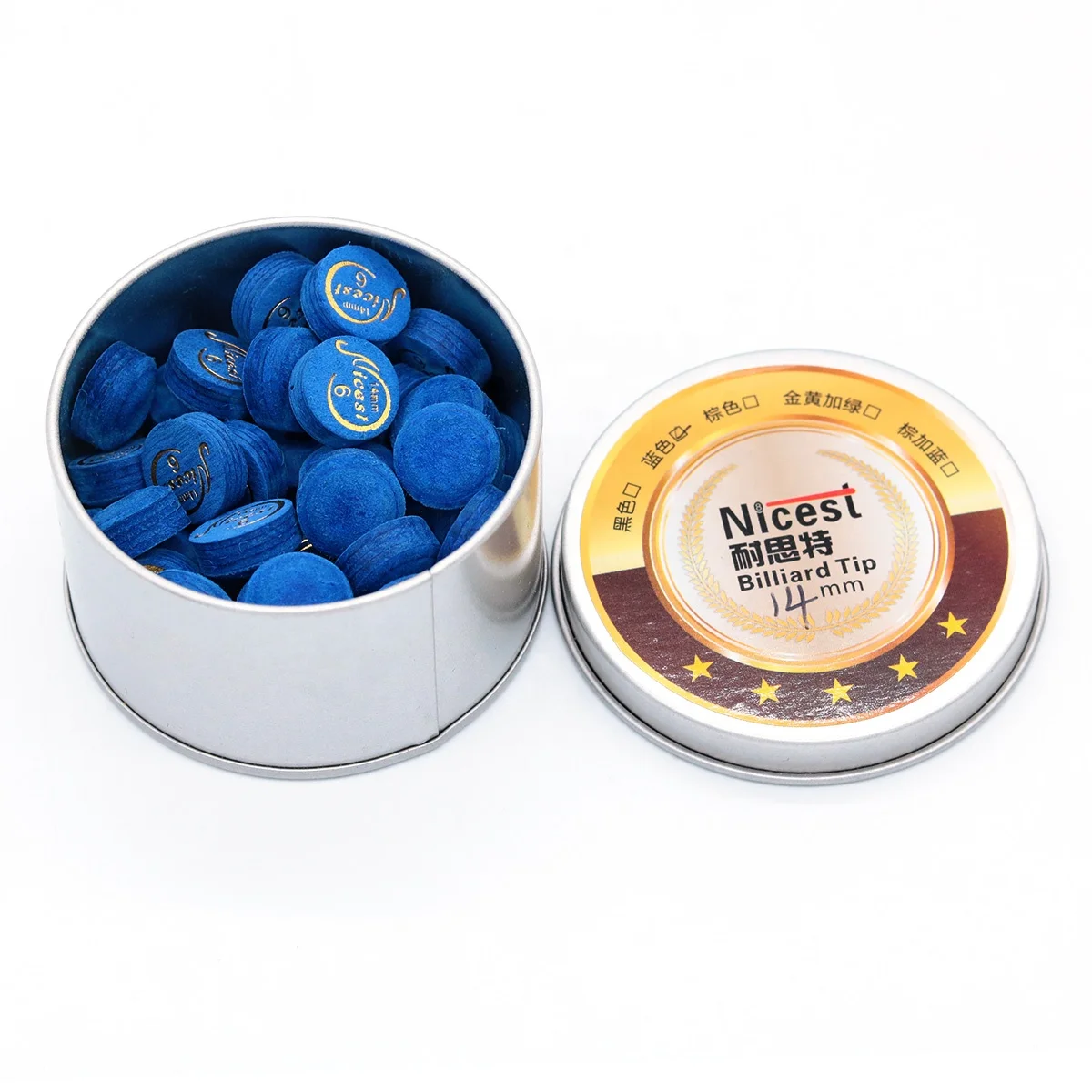 New Multi Color Nicest Billiard Cue Tip  14mm Carom Cue Tip Size 6 Layered Leather 50pcs / Box Pool Cue Tips Set on Sale