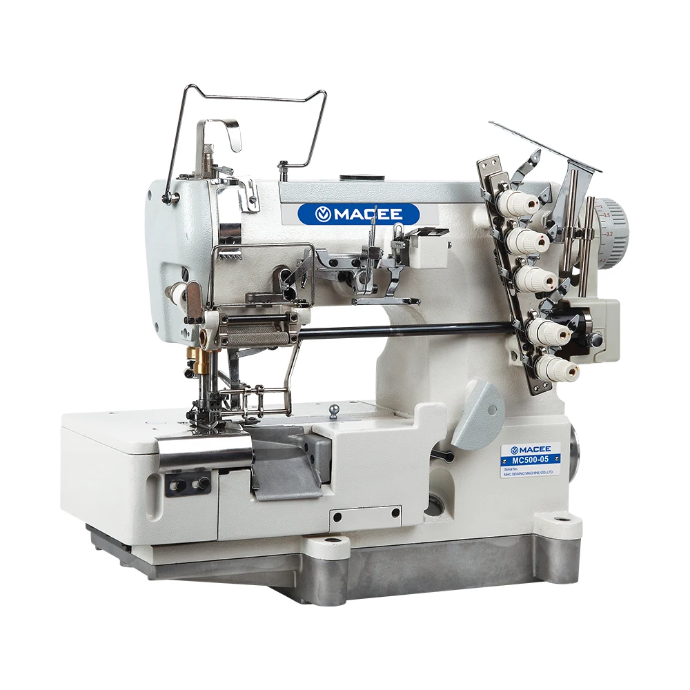 MC 500-05 High Speed 3 Needle 5 Thread Flat Bed Interlock Sewing Machine With Loosening and Tightening Laces