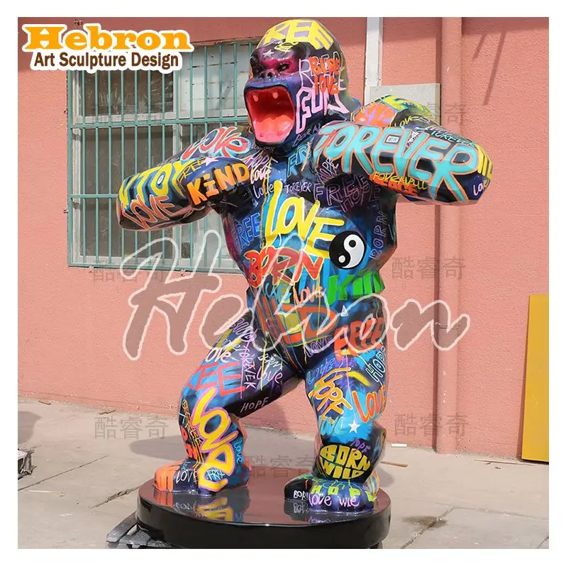 Custom Outdoor Richards Orlinski Fiberglass Wild Kong Oil Gorilla Statue