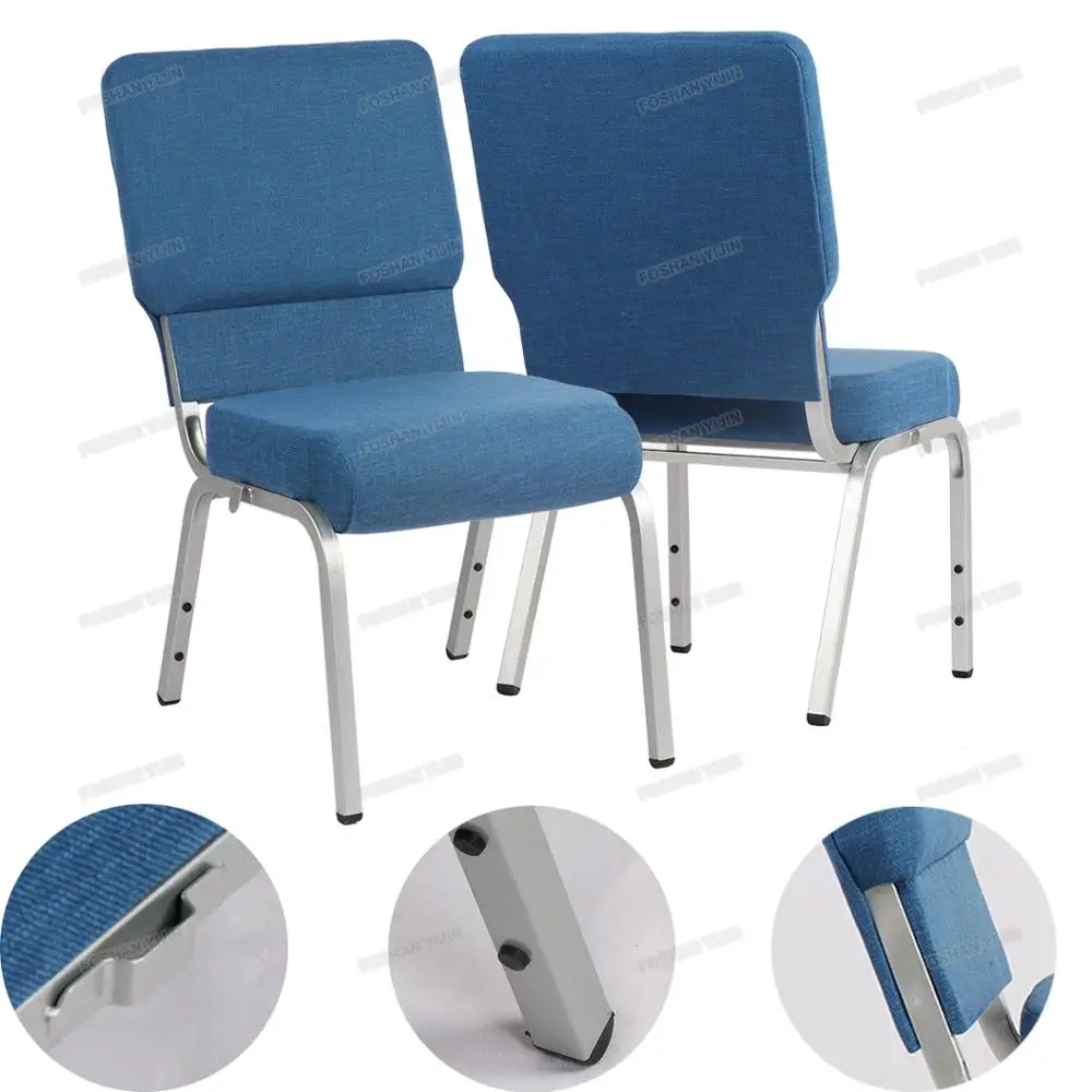 wholesale cheap high quality  interlocking waterproof navy blue used  metal church banquet chair