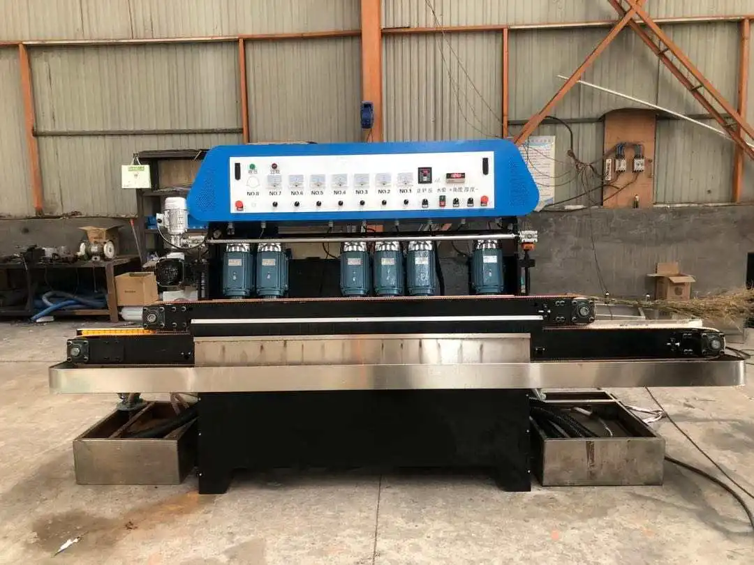 Good Quality 9 Motor Glass Mirror Edging Machine Beveling Machine Straight Line Polishing Machine