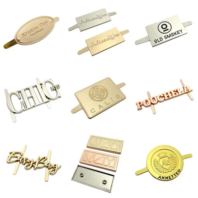 Nolvo World 3colors64*18mm Custom Logo Metal Name Plates Labels For Bag And Purses