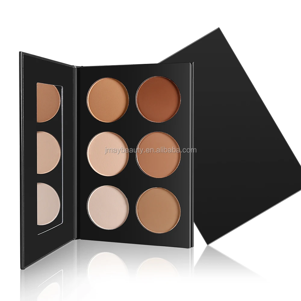 
Wholesale 6 Color Face Contour Foundation Pallet Pressed Powder Makeup Contour Palette for Dark Skin 
