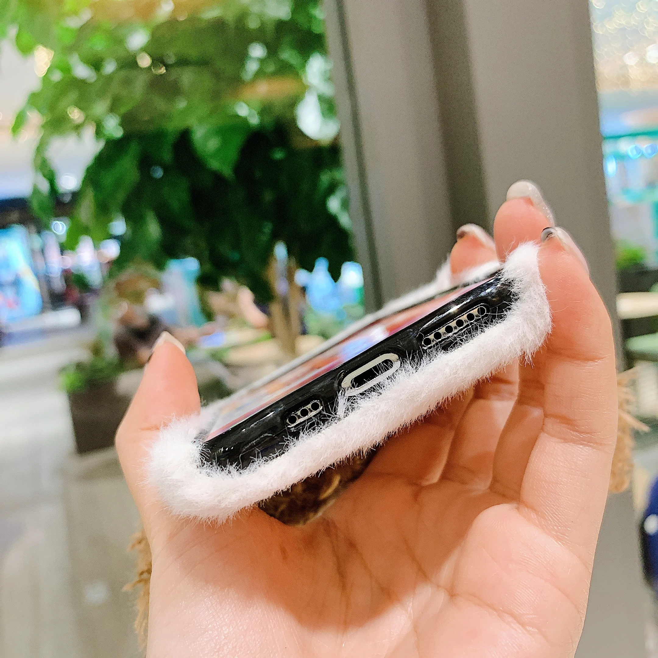 Cute Dog Plush Fluffy Fur Cell Mobile Phone Case for iphone 12 11 PRO XS MAX X XR 7 8