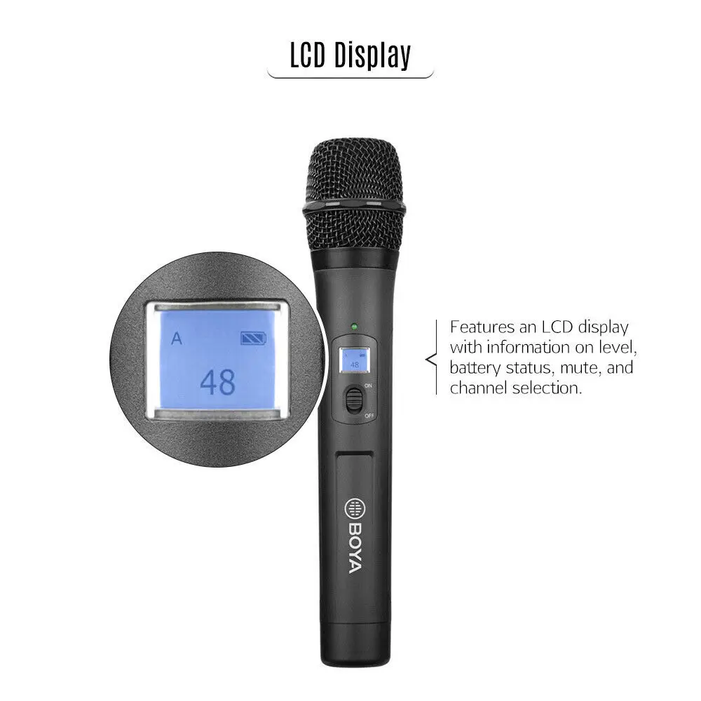BY-WHM8 Pro Microphone for karaoke interview speech music recording stage 48-Channel UHF Wireless Handheld Dynamic Mic