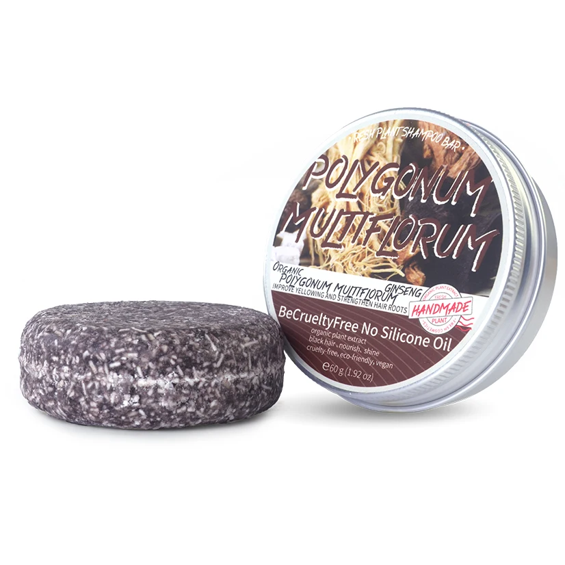 100% All Natural Herbal Polygonum Multiflorum Handmade Hair Soap Smooth Shiny Black Organic Vegan Solid Hair Shampoo Bar Soap