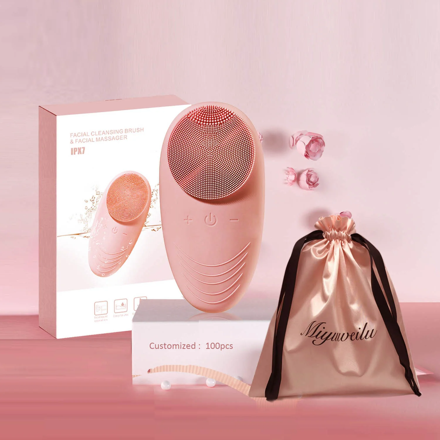 
Custom lab electronic rechargeable double side massage pore cleansing face brush 