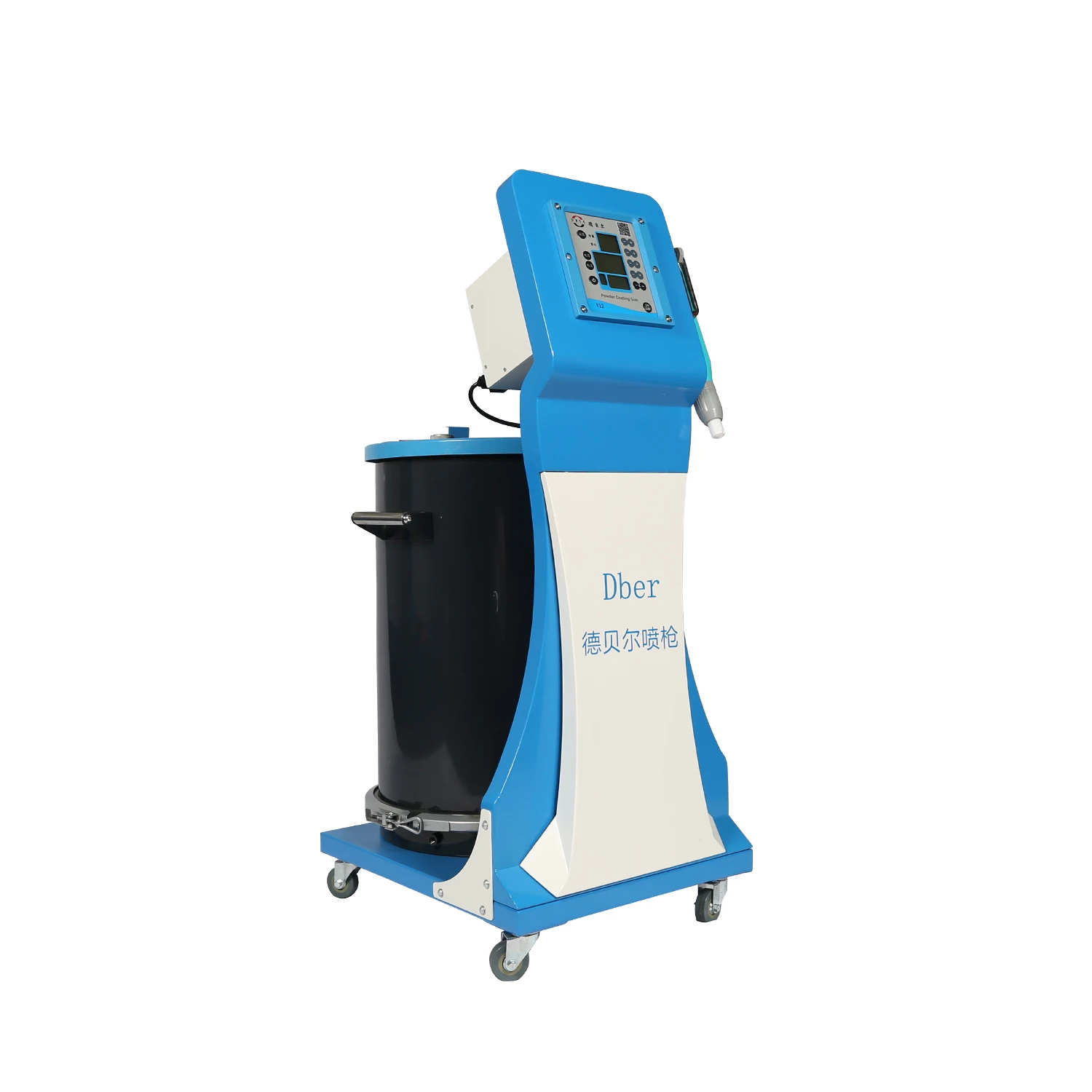 Convenient whole set manual powder coating gun with controller and hopper and trolley