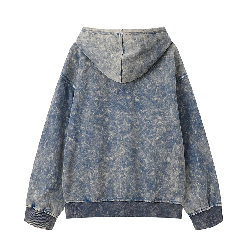 High Quality Cotton Acid Washed Hoodie High Street Series Washing Old Sweater Acid Washed Oversized Hoodie For Men
