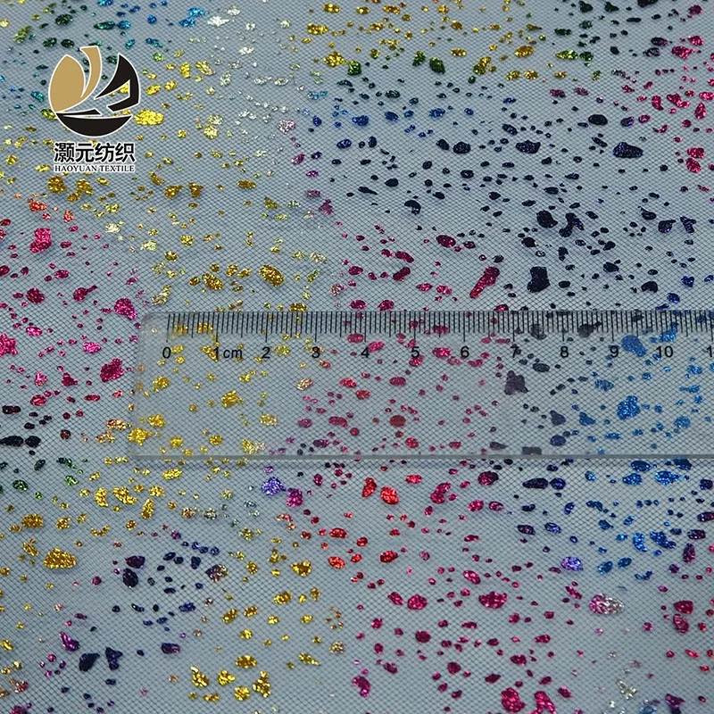 Wholesale ready made colorful polyester lurex tulle foil fabric for children dress