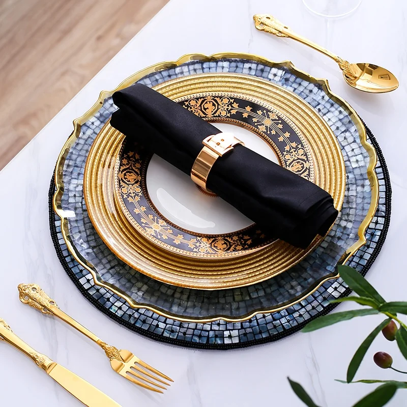 European-style Western Food Set Model Room Steak Plate Knife Fork Spoon Three-piece Package Plate Dinner Plate Table Cloth