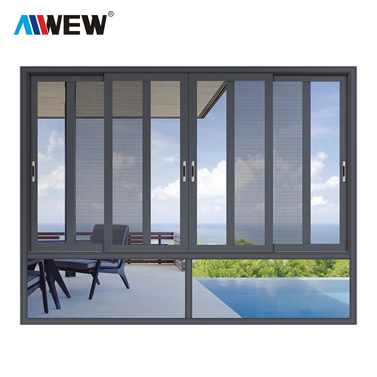 Alwew алюминиевая рама одиночное тонированное стекло танзанийское металлическое раздвижное окно