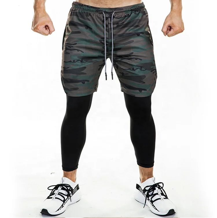 Hidden Pocket Quick Dry Breathable Fitness Pants Towel Loop Double Layer Lined Elastic Gym Pants Men for Training Sport Running