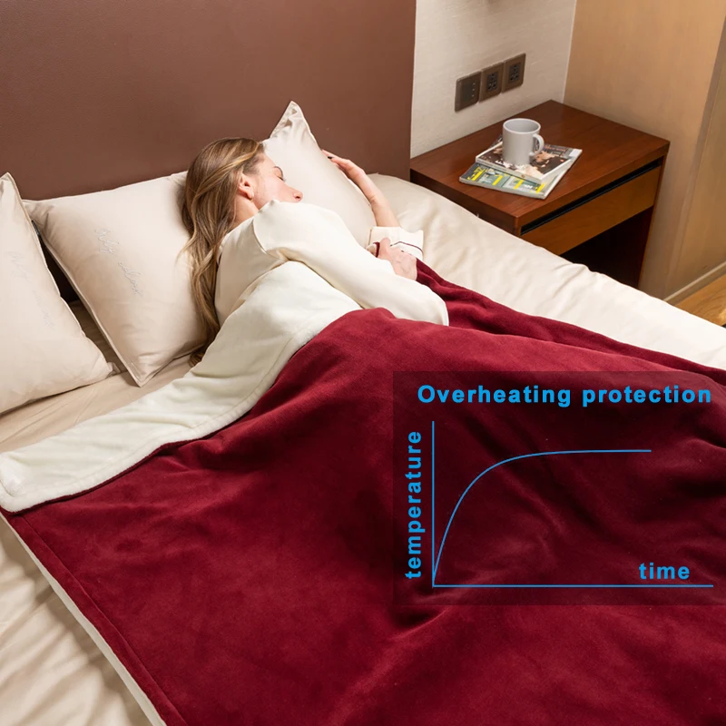 High end design electric blanket 10 heat auto off function heated warm blanket for winter