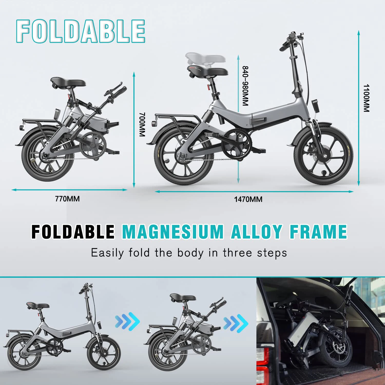 EAPCS super battery life electric bicycle 16 inch 36v 250w rear hub motor commuting electric bikes