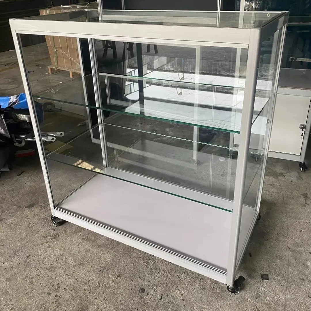 Fully Assembled Custom Full Vision Tempered Glass Display Cabinet Glass Showcase For Shopping Mall