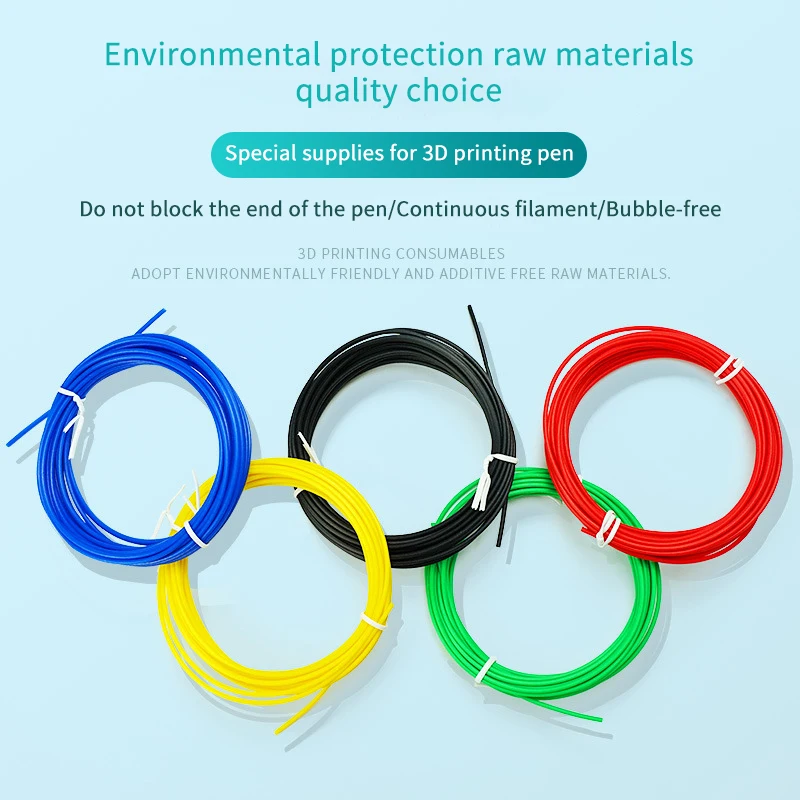 OEM Customized Non-toxic 10 Roll/bag 5m/roll 3d Printer Filament Pla Plastic Refill for Kids