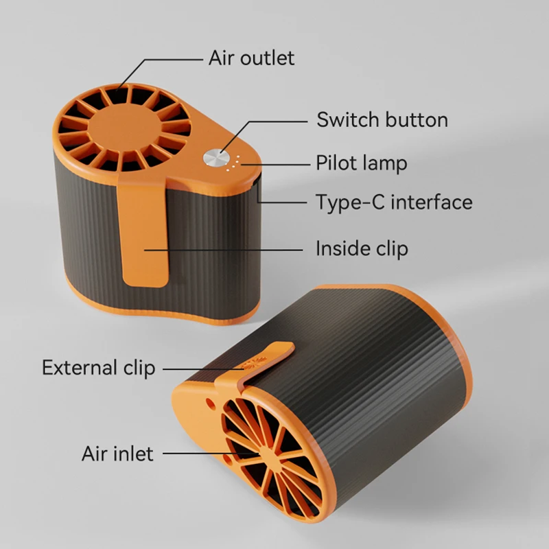 Portable Rechargeable Waist Mobile Fan with 4800mah Battery Power Mini Personal Hang Clip Fan for Worker Travel Outdoor Sports