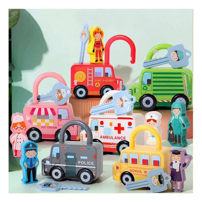 kids learning locks toys with key preschool unlocking matching game early educational cognitive vehicle montessori toys