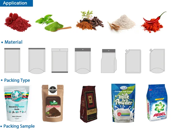 Заводская цена, 200 г, 500 г, 1 кг, упаковочная машина с застежкой-молнией для порошка чили, упаковочная машина для предварительно изготовленных мешков
