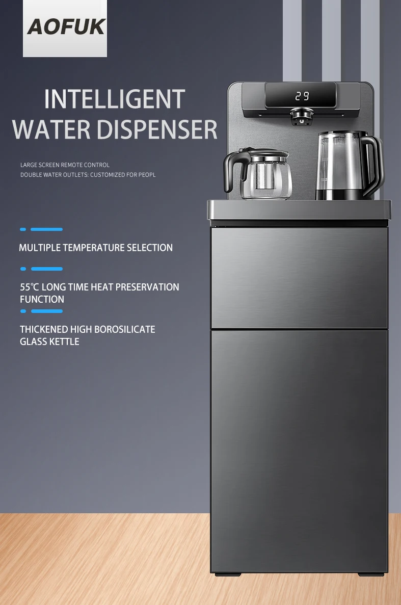 Household luxury  water cooler gray  Color OEM Hot warm and cold  Stand  Design Tea bar machine  Water Dispenser