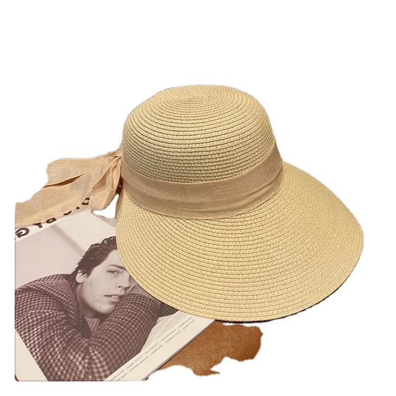 New Ladies Straw Sun Hat Sunshade UV Protection Summer Big Brim Beach Sunscreen Straw Hat