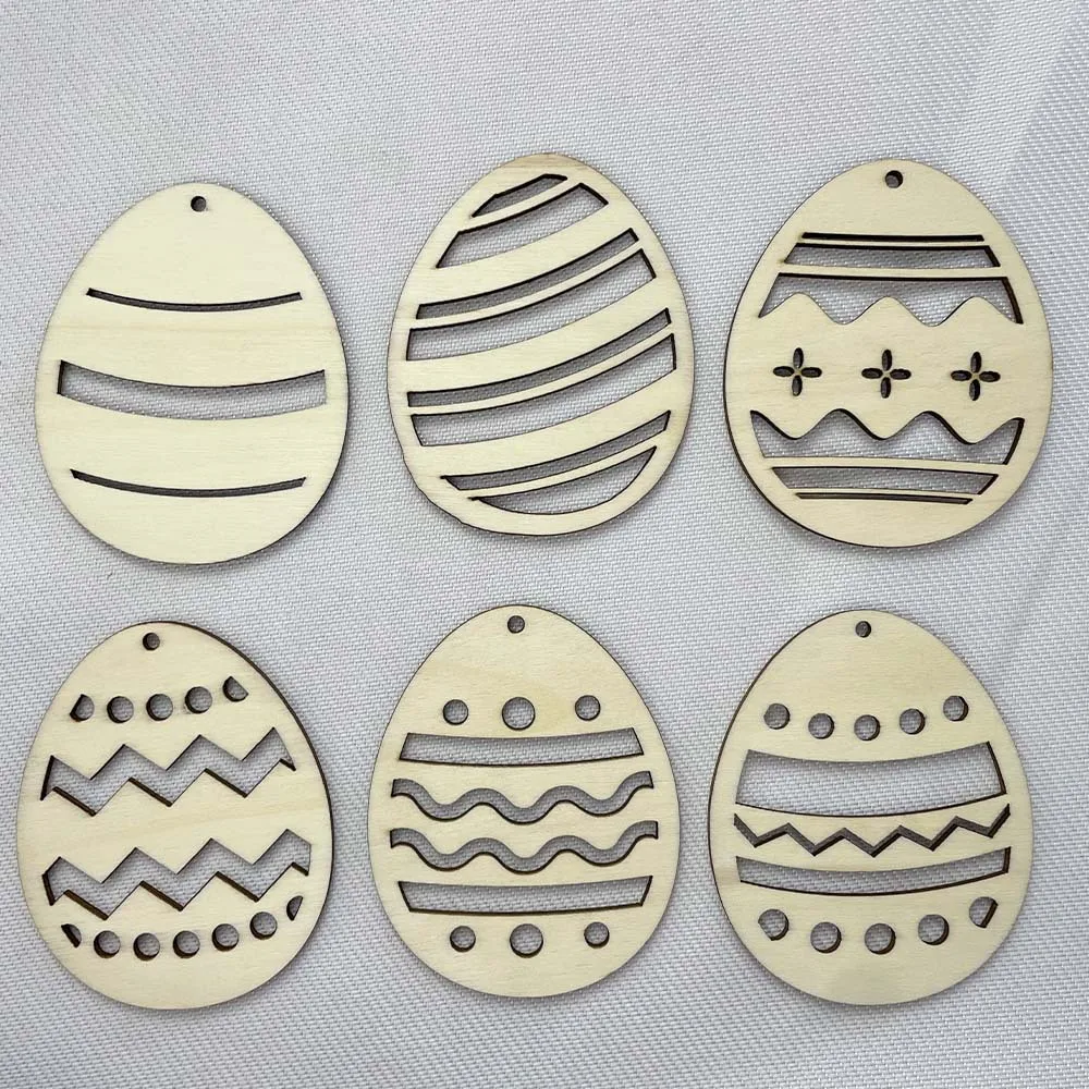 Easter party woodchip carving pendant, wooden egg children hand-painted DIY woodchip baby doodle pendant