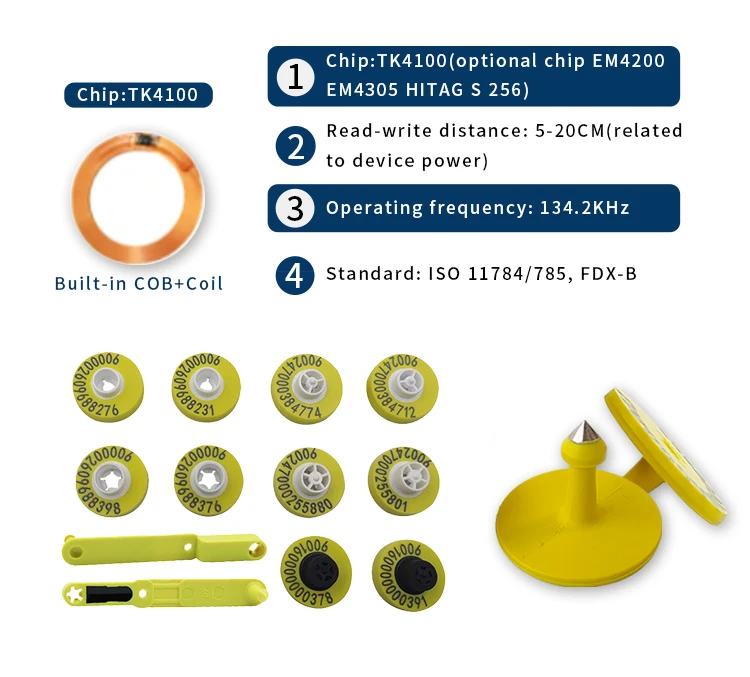 2023 Delake новый дизайн NFC животных LF RFID Ушная бирка HDX Крупный рогатый скот овца свинья для Мексики