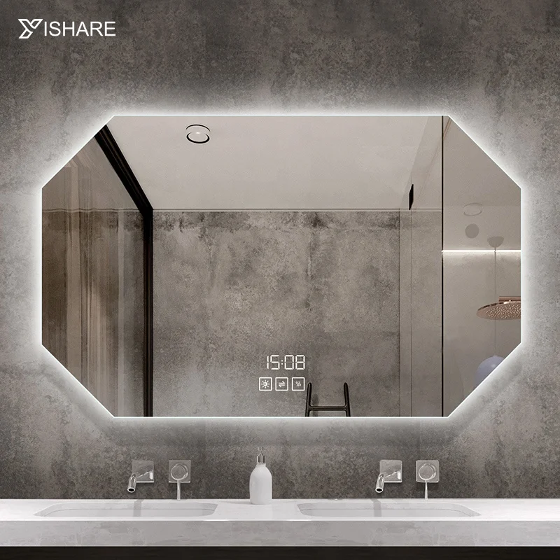 Yishare Vanity Mirrors Wholesale Hotel House Decoration Wall Hanging Lighted Smart Led Screen Mirror Makeup Bathroom Mirrors