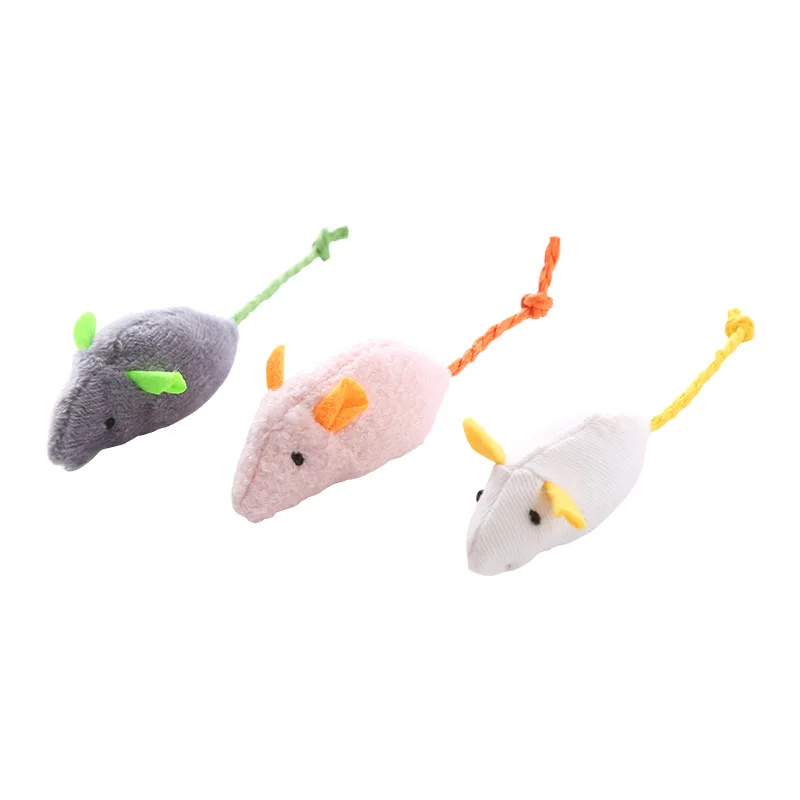 Оптовая продажа маленькие игрушки для кошек подвижная мышь игрушка плюшевая 3 вида цветов яркая Реалистичная забавная