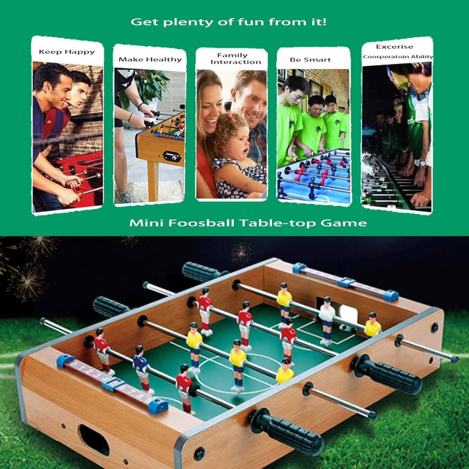 Soccer Game Small Foosball Table Game Fun Mini Foosball Table for Kids Wooden Table Customized Unisex Engineered Wood