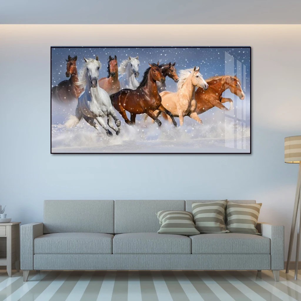 Light luxury horse pentium decorative painting high-end atmosphere living room bedroom office murals