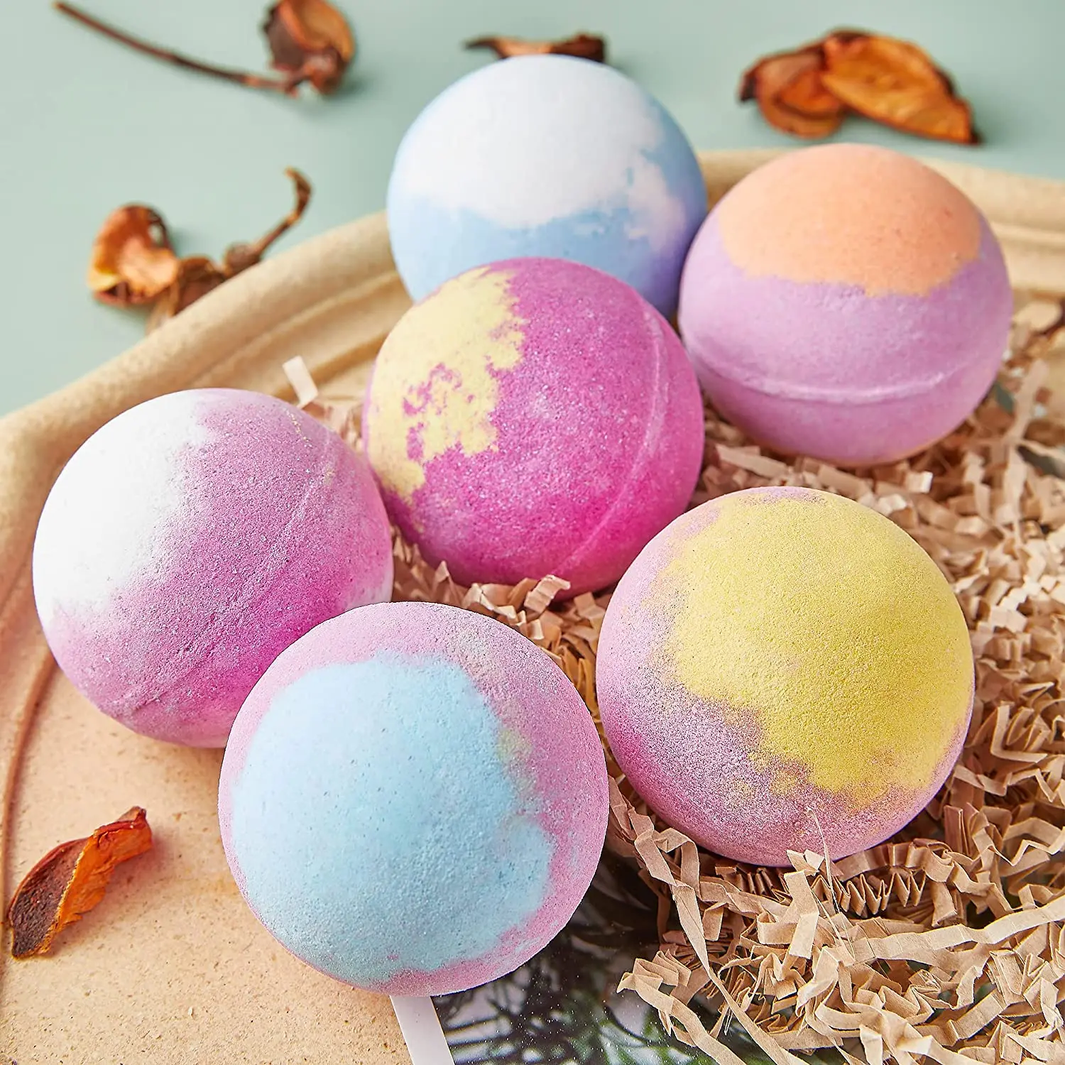 Hot Selling OEM Large Bath bombs with Organic Ingredient hemp rainbow bath bomb gife set of 12 Pack