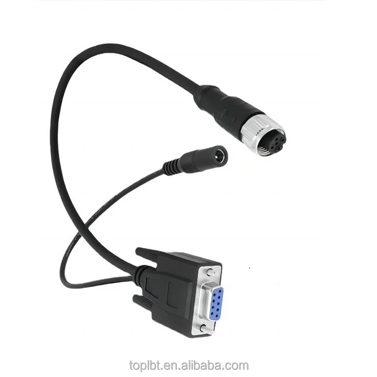 Waterproof RS232 M12 to DB 9-pin male female connector aviation plug cable