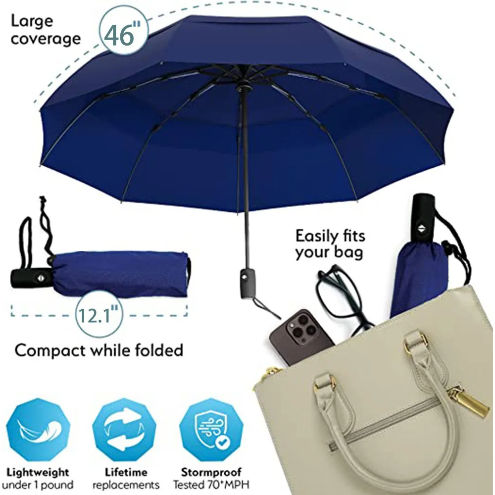 Hot Sale Customized Golf Folding Umbrella Automatic Double Layer Extra Double Umbrella