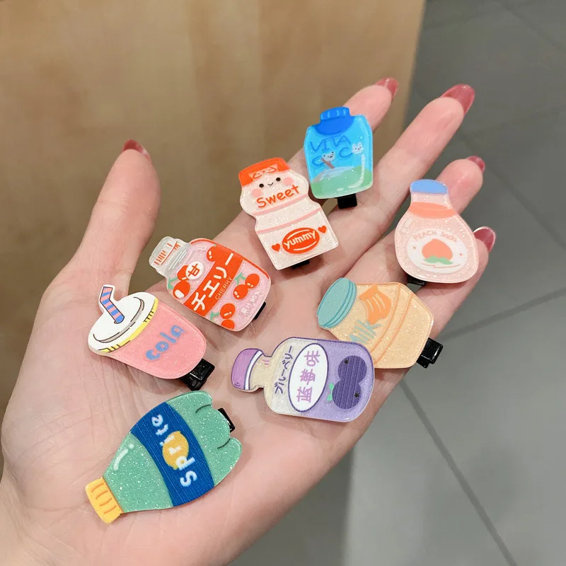 Hair Accessories Lovely Girls Cartoon Bottle Hairpins Cute Sweet Headwear Acrylic Hair Clips for Kids Children