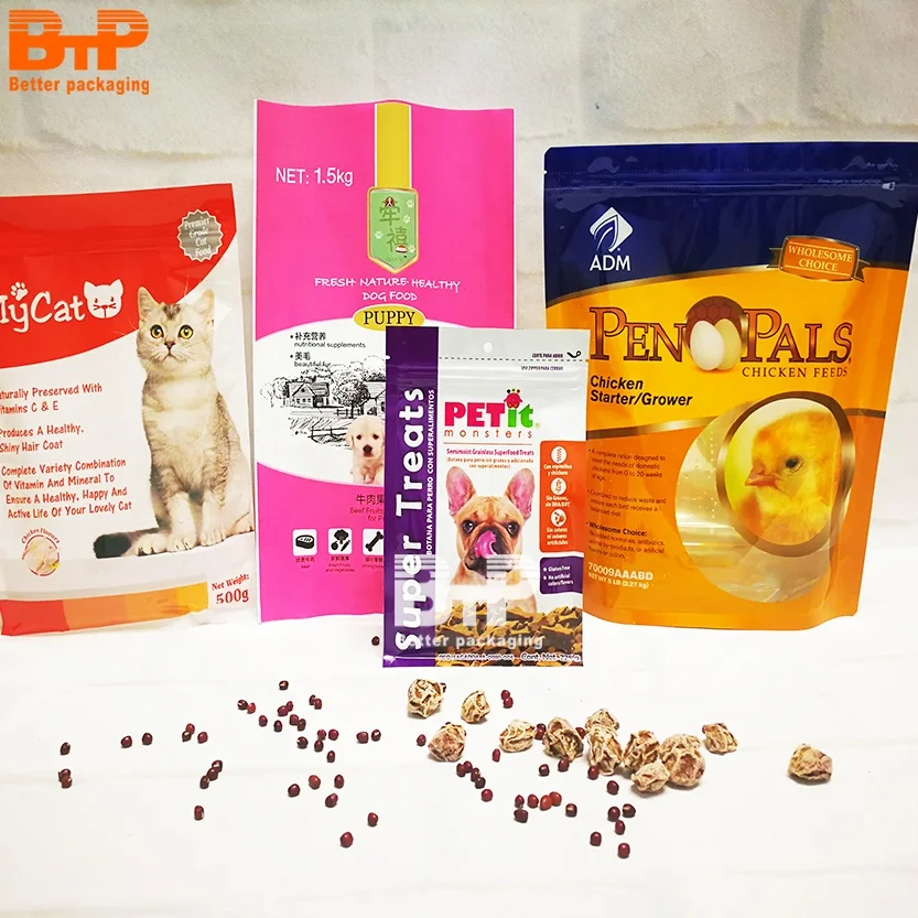 Printing Custom 1kg 2kg Stand Up Nature Pet Food Animal Feed Zipper Lock Packaging Pet Snack Dog Treat Bag