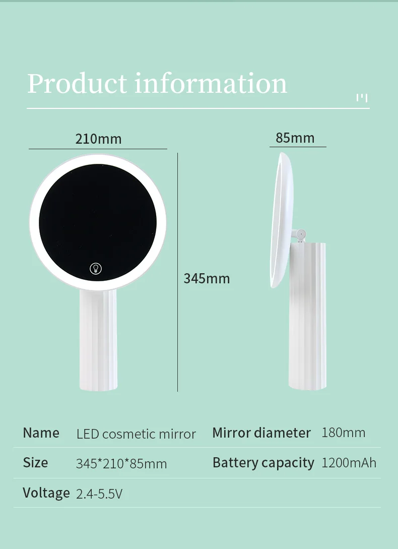 7CoolTech Custom Logo Brand Led Lighted Light Up Beauty Cosmetics Makeup Mirrors