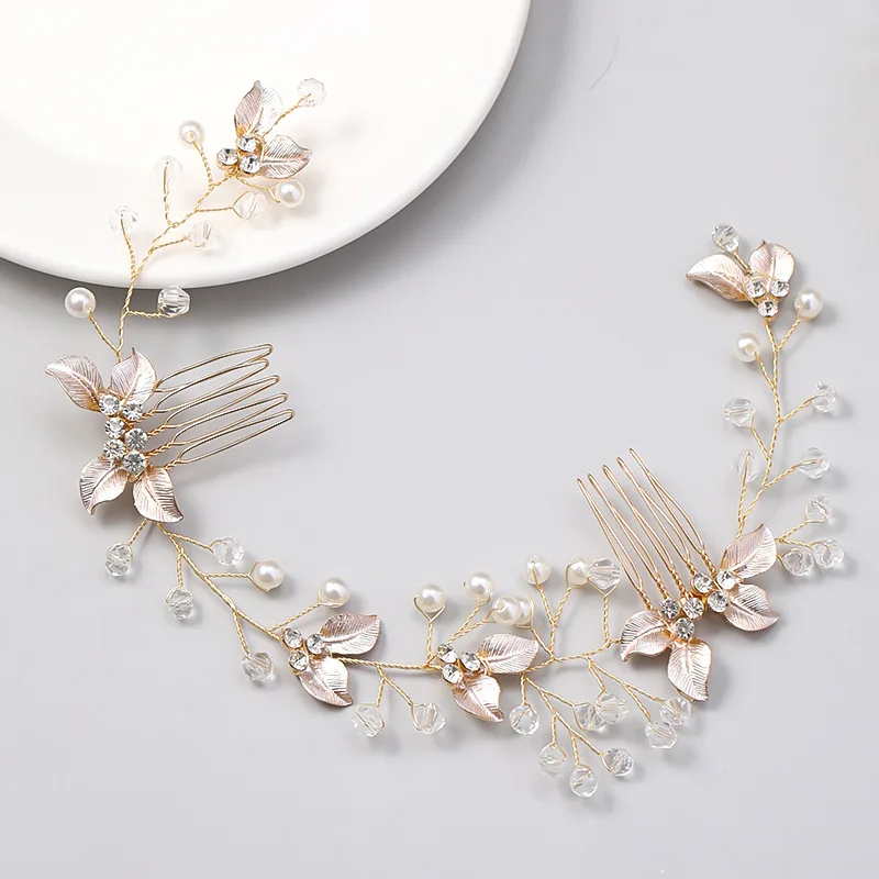 New Style Bride Hair Accessories Handmade Pearl Twisted Flower Comb Garland Princess Headwear For Wedding Accessories