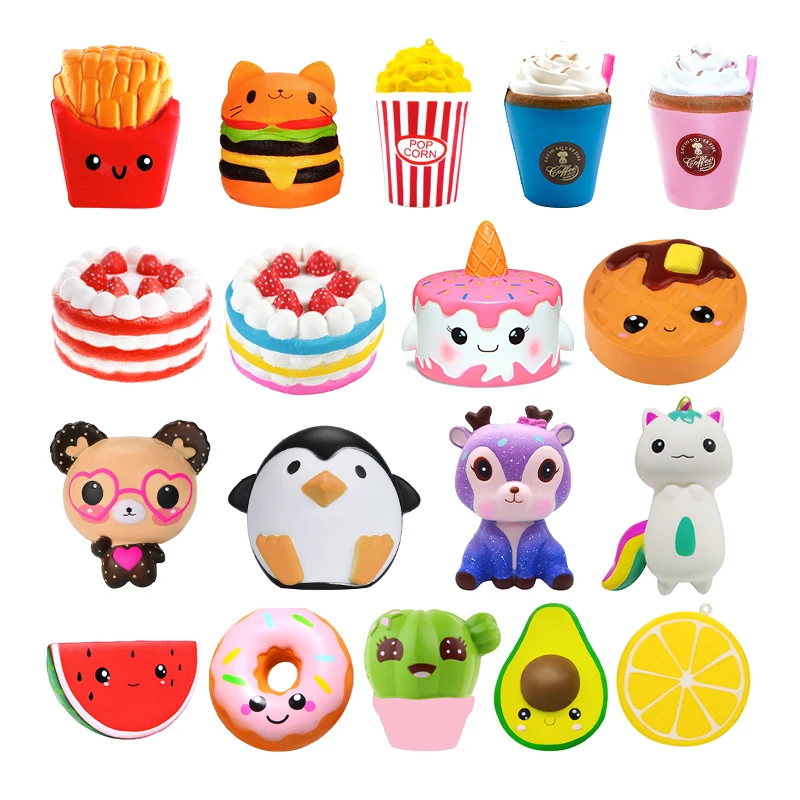 Jumbo Kawaii Antistress Kids Squeeze Toys Slow Rising Scented Cream Popcorn Chips Panda Squishy Cake Deer Milk