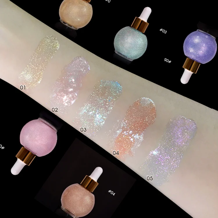 Dropper Bottle planets Customized label cosmetics makeup no  logo face Highlighter  Shimmer liquid Body Highlighter