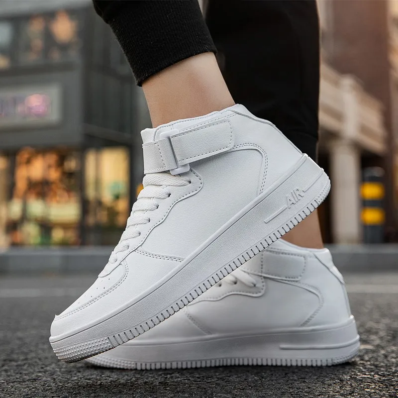 
latest designs wholesale 2019 no logo Men skateboarding shoe High Top Sport Fashion Sneakers Strap Casual Boot Skateboard Shoes 